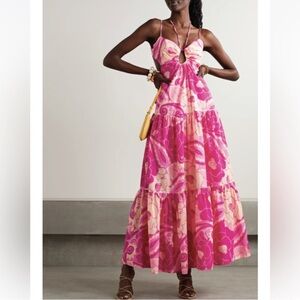 FARM Rio Vibrant Pink and Cream Maxi Dress